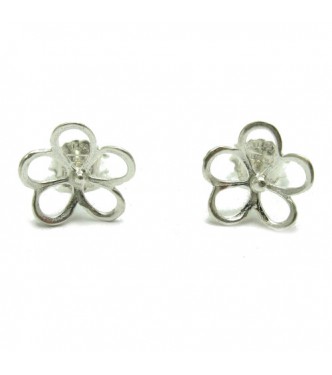 E000684 Sterling silver earrings solid 925 Flower Empress 